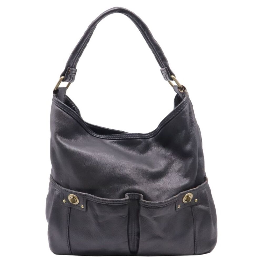 Marc By Marc Jacobs Turnlock Hobo Shoulder Bag in Black Leather